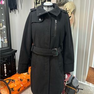 Women's Worthington Black Belted PeaCoat